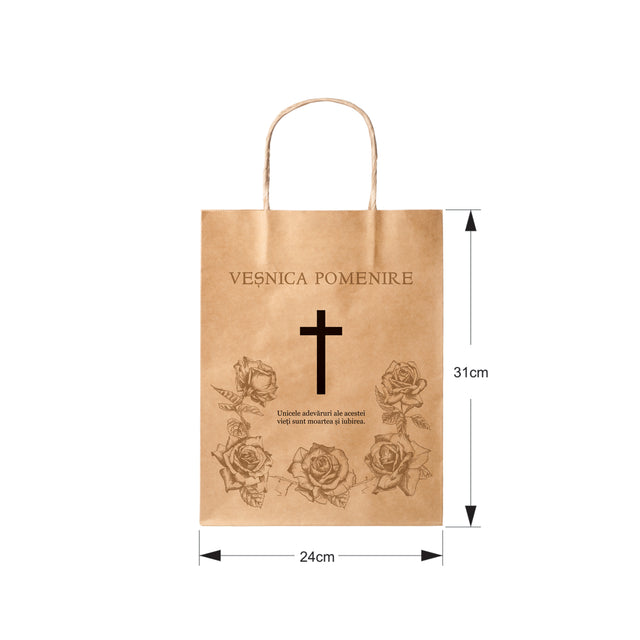 WHITE kraft paper bag for funerals, commemorations, burials VP Model 1 24 x 31(H) x 10cm