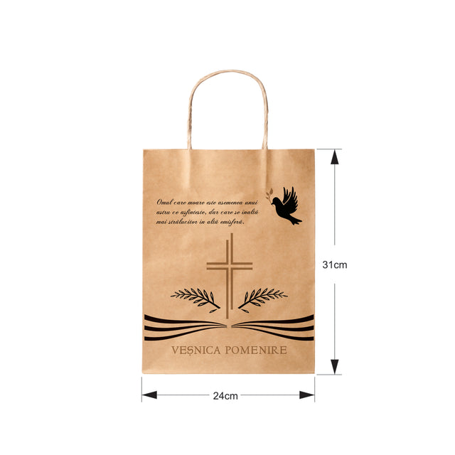 WHITE kraft paper bag for funerals, commemorations, burials VP Model 1 24 x 31(H) x 10cm