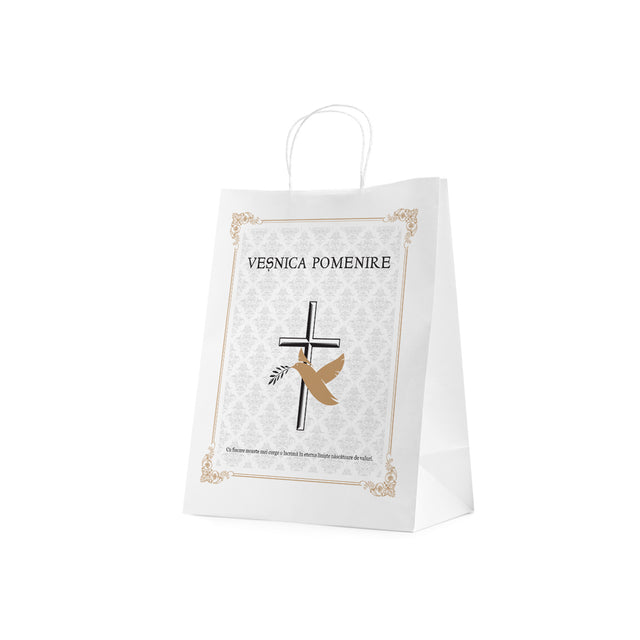 WHITE kraft paper bag for funerals, commemorations, burials VP Model 8 24 x 31(H) x 10cm
