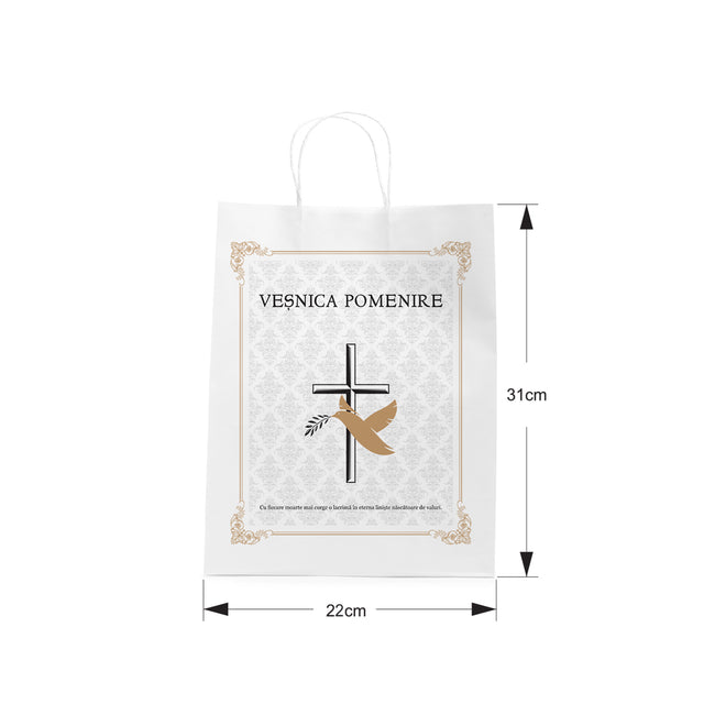 WHITE kraft paper bag for funerals, commemorations, burials VP Model 8 24 x 31(H) x 10cm