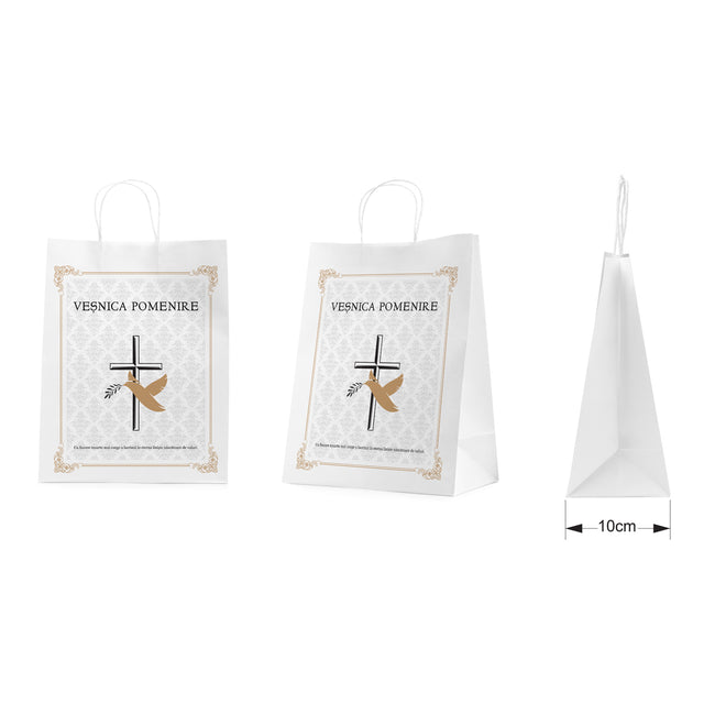 WHITE kraft paper bag for funerals, commemorations, burials VP Model 8 24 x 31(H) x 10cm