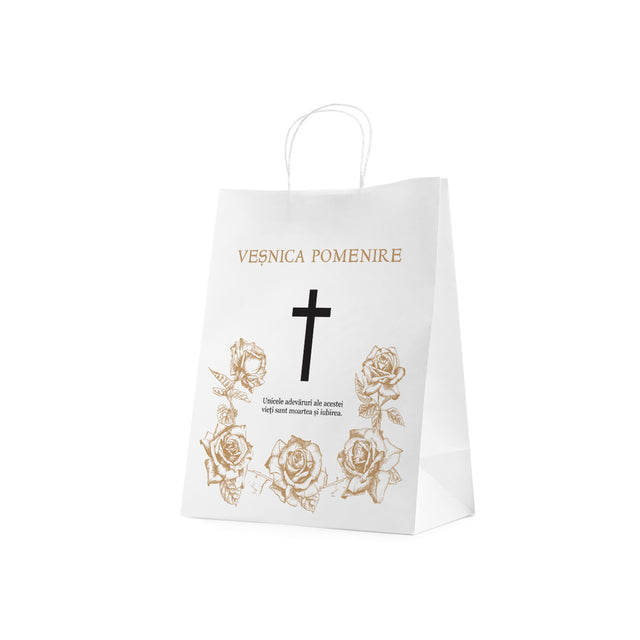 WHITE kraft paper bag for funerals, commemorations, burials VP Model 8 24 x 31(H) x 10cm