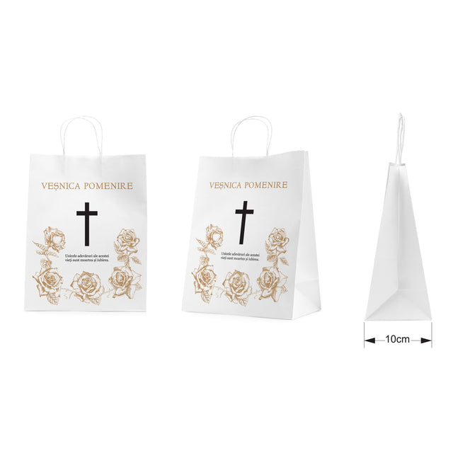 WHITE kraft paper bag for funerals, commemorations, burials VP Model 8 24 x 31(H) x 10cm