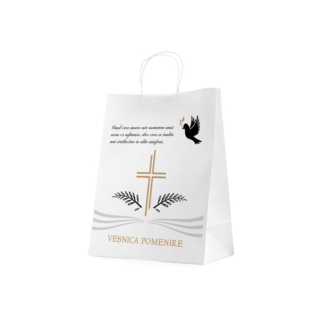 WHITE kraft paper bag for funerals, commemorations, burials VP Model 8 24 x 31(H) x 10cm