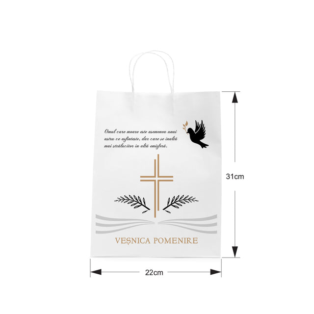 WHITE kraft paper bag for funerals, commemorations, burials VP Model 8 24 x 31(H) x 10cm