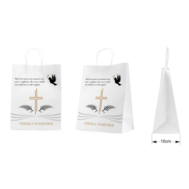 WHITE kraft paper bag for funerals, commemorations, burials VP Model 8 24 x 31(H) x 10cm