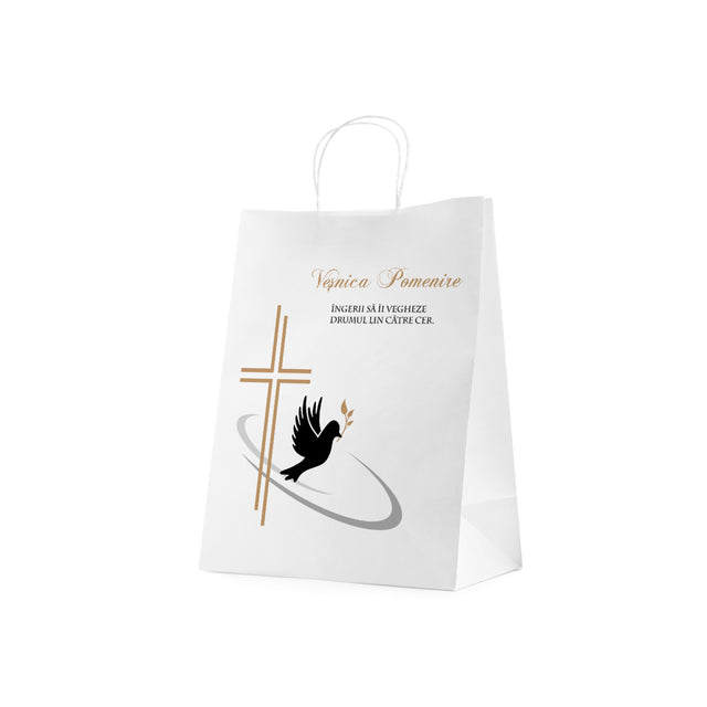 WHITE kraft paper bag for funerals, commemorations, burials VP Model 8 24 x 31(H) x 10cm