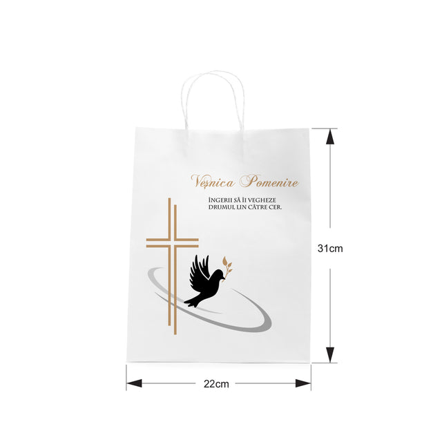 WHITE kraft paper bag for funerals, commemorations, burials VP Model 8 24 x 31(H) x 10cm