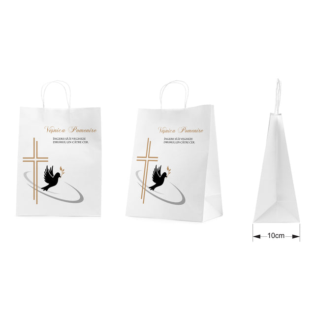 WHITE kraft paper bag for funerals, commemorations, burials VP Model 8 24 x 31(H) x 10cm