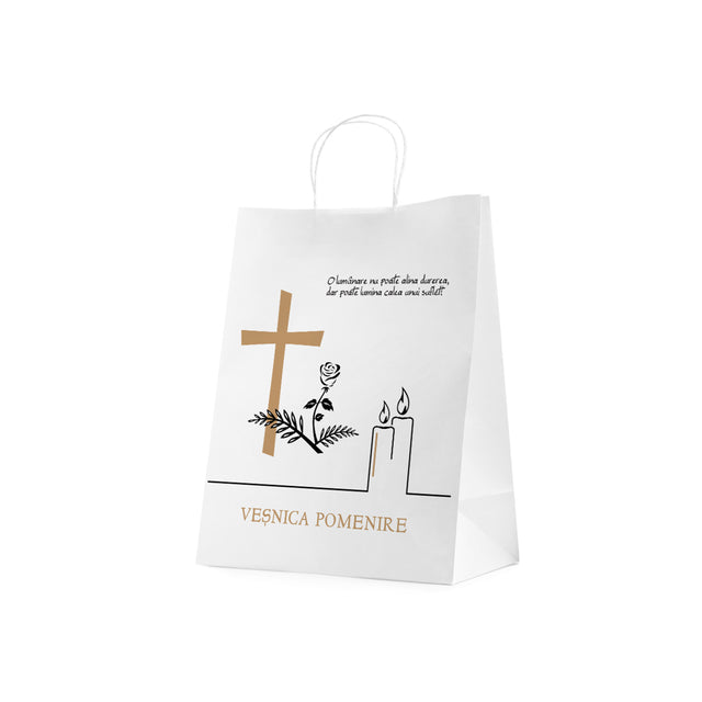 WHITE kraft paper bag for funerals, commemorations, burials VP Model 8 24 x 31(H) x 10cm