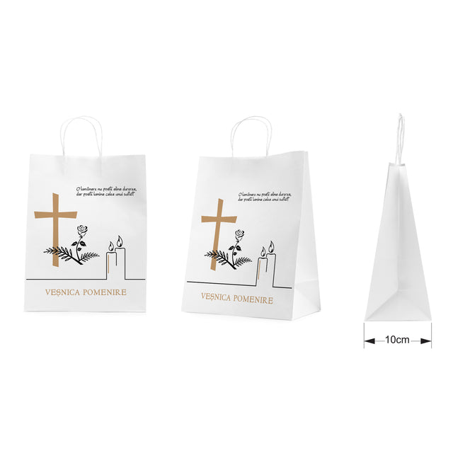 WHITE kraft paper bag for funerals, commemorations, burials VP Model 8 24 x 31(H) x 10cm