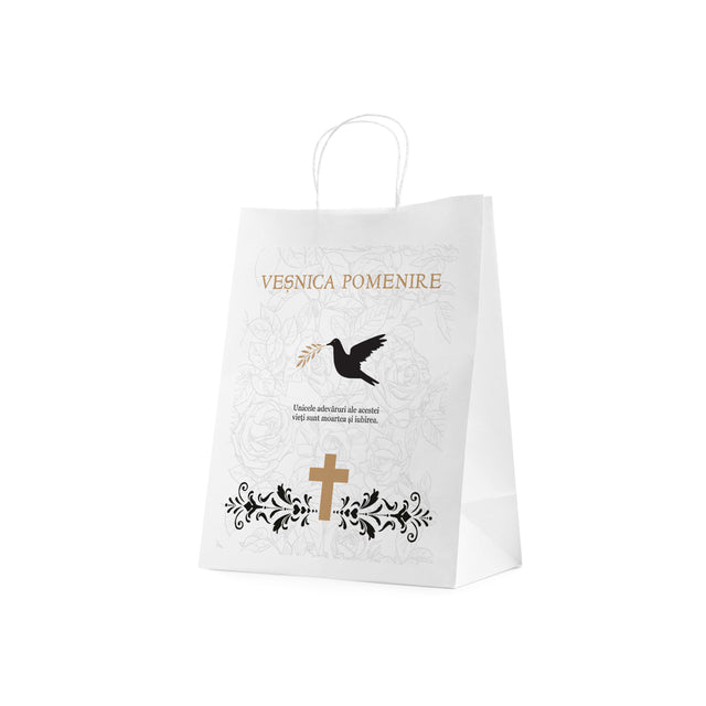 WHITE kraft paper bag for funerals, commemorations, burials VP Model 8 24 x 31(H) x 10cm