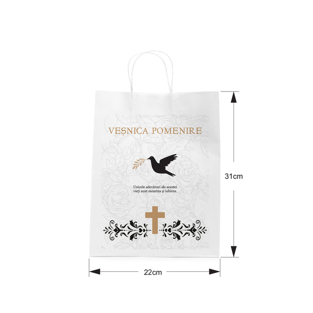 WHITE kraft paper bag for funerals, commemorations, burials VP Model 8 24 x 31(H) x 10cm