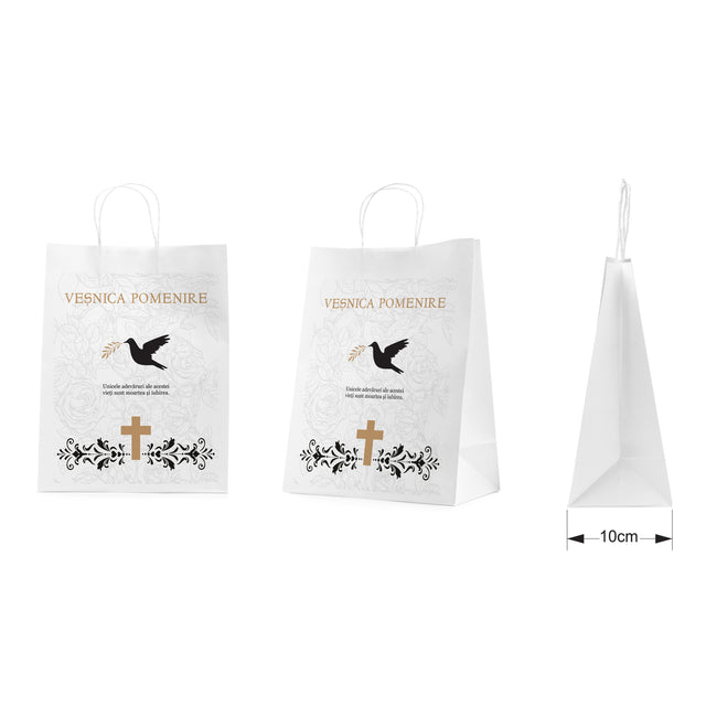 WHITE kraft paper bag for funerals, commemorations, burials VP Model 8 24 x 31(H) x 10cm