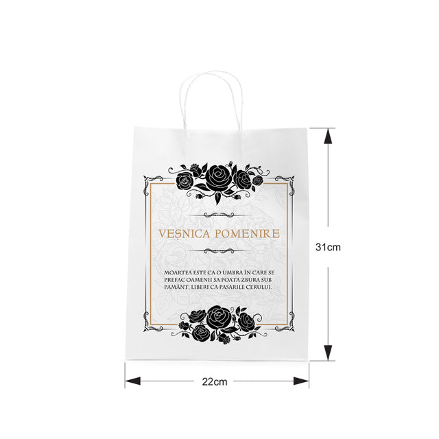 WHITE kraft paper bag for funerals, commemorations, burials VP Model 8 24 x 31(H) x 10cm