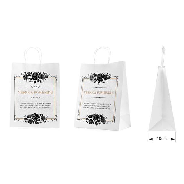 WHITE kraft paper bag for funerals, commemorations, burials VP Model 8 24 x 31(H) x 10cm