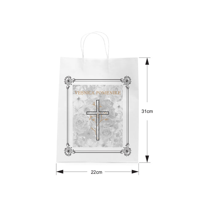 WHITE kraft paper bag for funerals, commemorations, burials VP Model 8 24 x 31(H) x 10cm