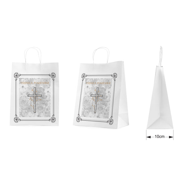 WHITE kraft paper bag for funerals, commemorations, burials VP Model 8 24 x 31(H) x 10cm