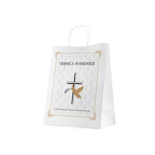 WHITE kraft paper bag for funerals, commemorations, burials VP Model 1 24 x 31(H) x 10cm
