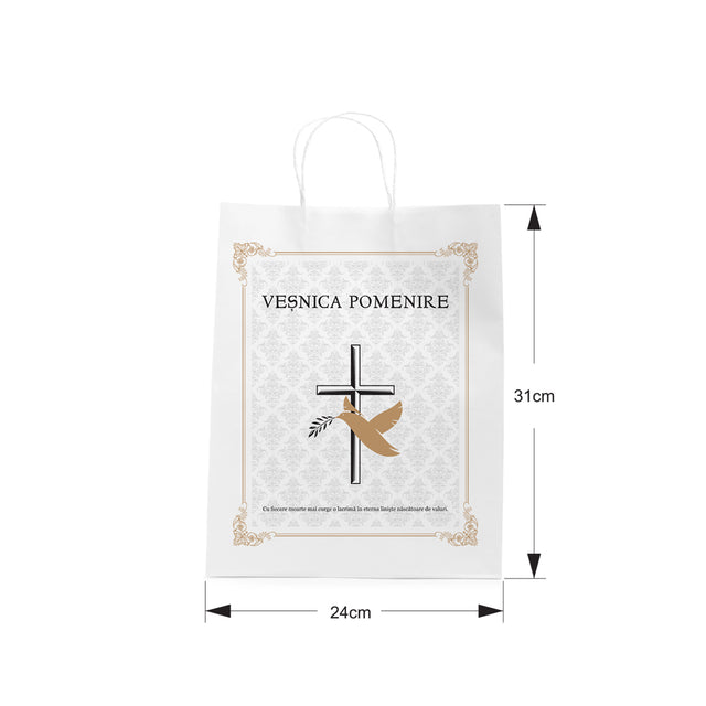 WHITE kraft paper bag for funerals, commemorations, burials VP Model 1 24 x 31(H) x 10cm