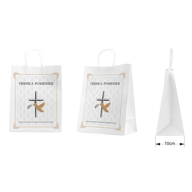 WHITE kraft paper bag for funerals, commemorations, burials VP Model 1 24 x 31(H) x 10cm
