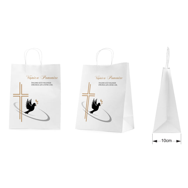 WHITE kraft paper bag for funerals, commemorations, burials VP Model 4 24 x 31(H) x 10cm