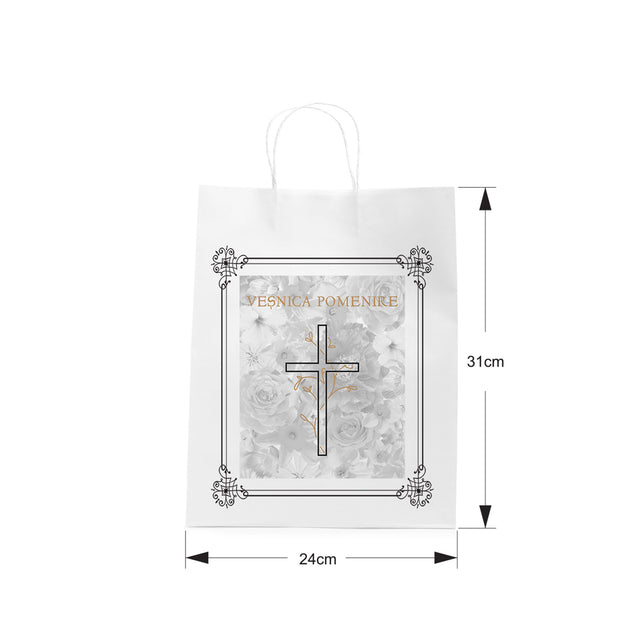 WHITE kraft paper bag for funerals, commemorations, burials VP Model 8 24 x 31(H) x 10cm