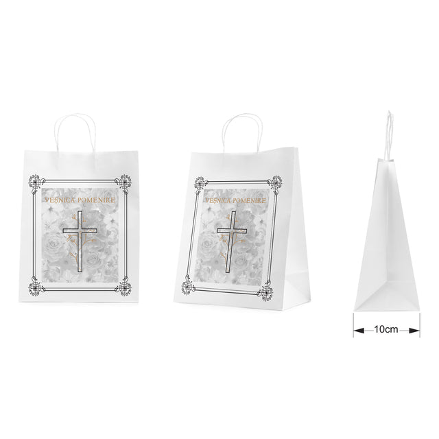 WHITE kraft paper bag for funerals, commemorations, burials VP Model 8 24 x 31(H) x 10cm