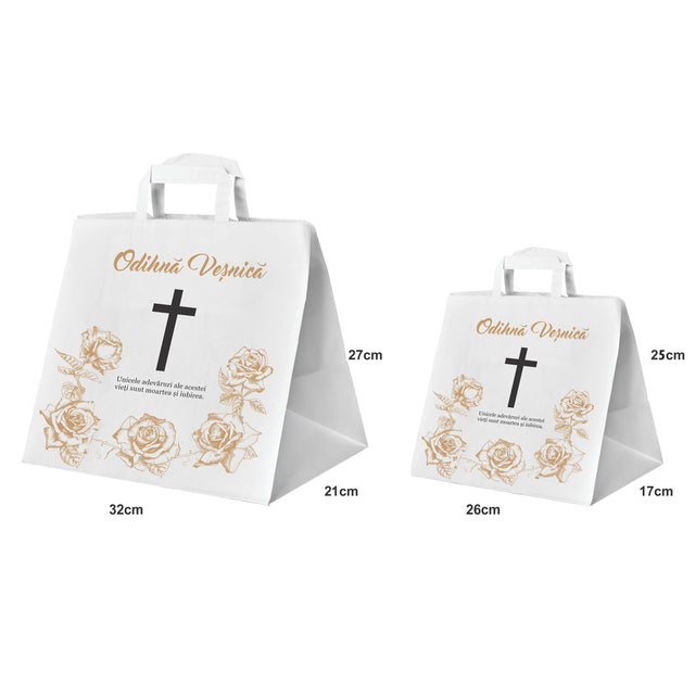 WHITE kraft paper bag for funerals, commemorations, burials - Model 2 32 x 27(H) x 22cm