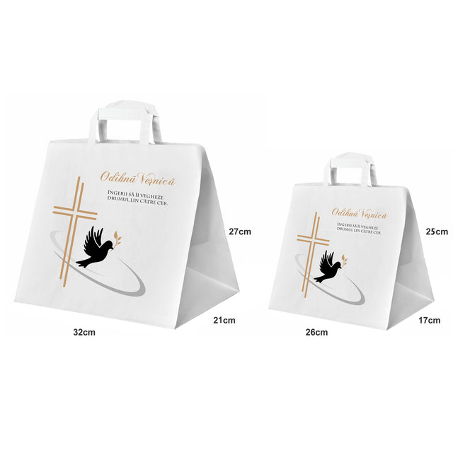 WHITE kraft paper bag for funerals, commemorations, burials - Model 4 32 x 27(H) x 22cm