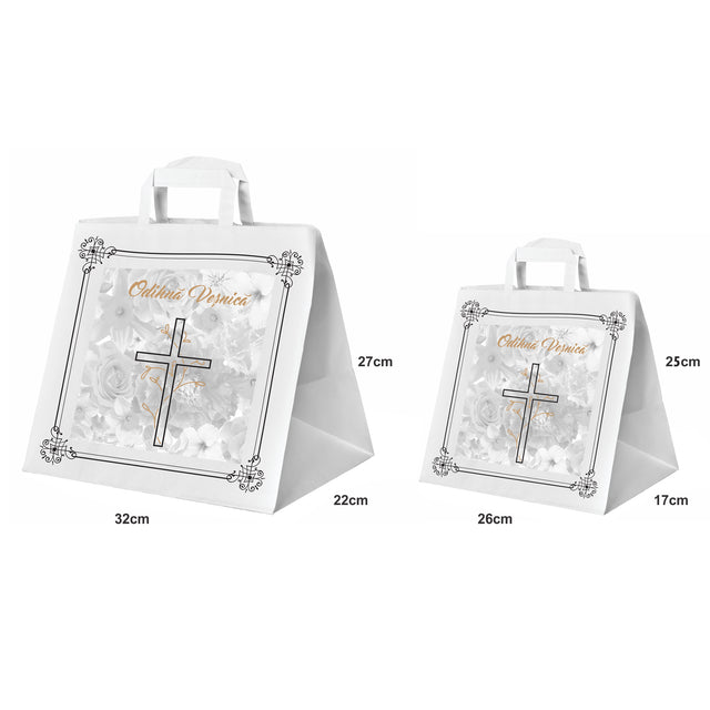 WHITE kraft paper bag for funerals, commemorations, burials - Model 8 32 x 27(H) x 22cm