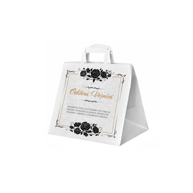 WHITE kraft paper bag for funerals, commemorations, burials - Model 7 26 x 26(H) x 17cm