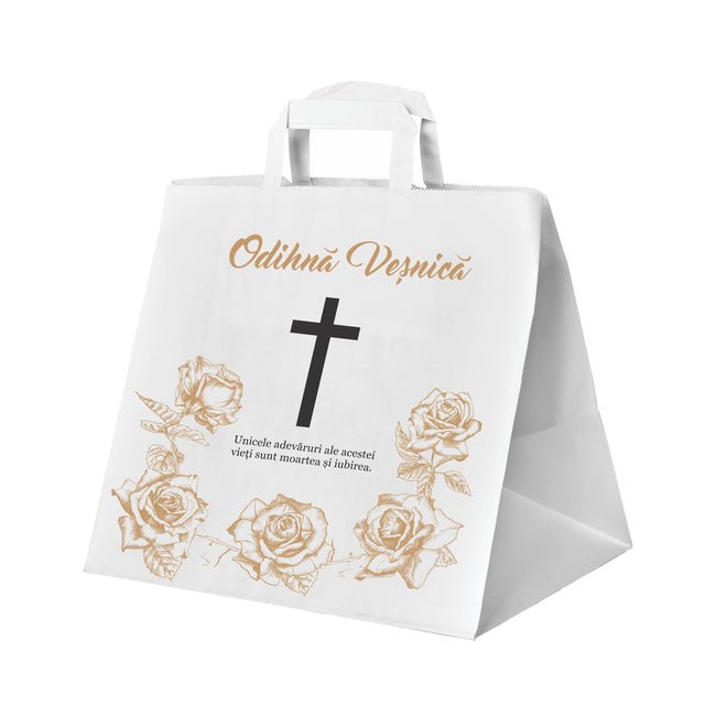 WHITE kraft paper bag for funerals, commemorations, burials - Model 2 32 x 27(H) x 22cm