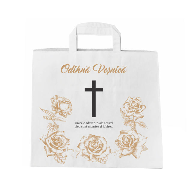 WHITE kraft paper bag for funerals, commemorations, burials - Model 2 32 x 27(H) x 22cm