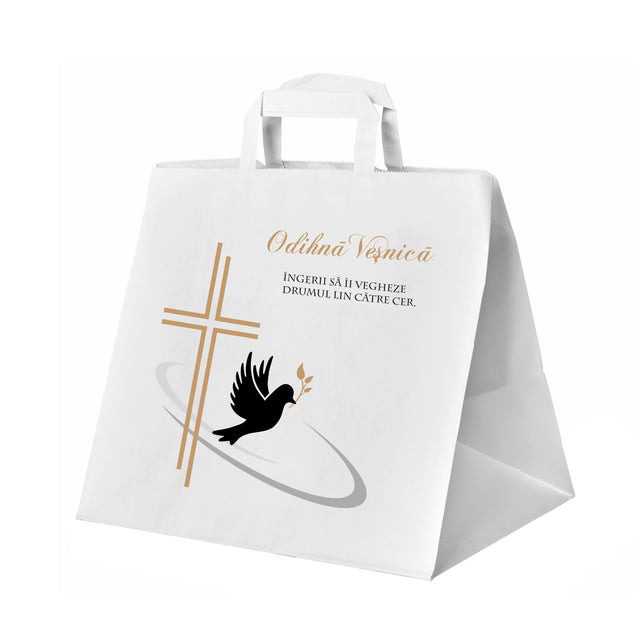 WHITE kraft paper bag for funerals, commemorations, burials - Model 4 32 x 27(H) x 22cm