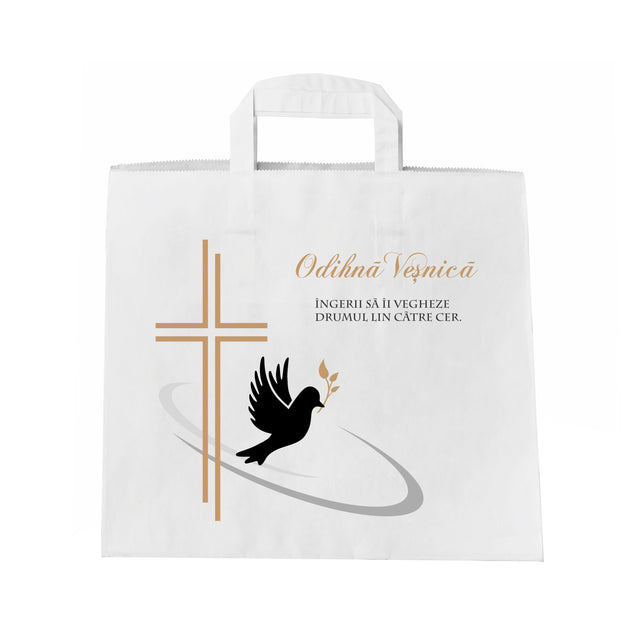 WHITE kraft paper bag for funerals, commemorations, burials - Model 4 32 x 27(H) x 22cm