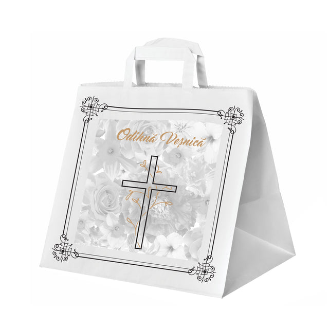 WHITE kraft paper bag for funerals, commemorations, burials - Model 8 32 x 27(H) x 22cm