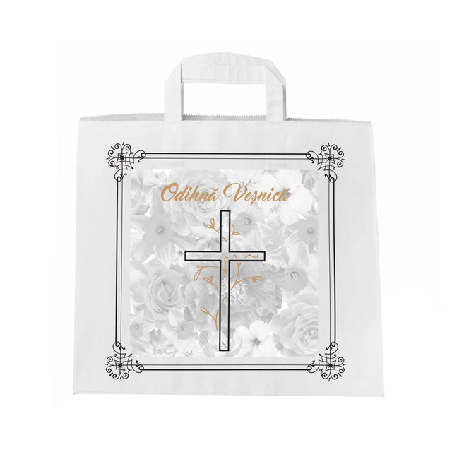 WHITE kraft paper bag for funerals, commemorations, burials - Model 8 32 x 27(H) x 22cm