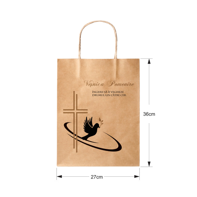 WHITE kraft paper bag for funerals, commemorations, burials VP Model 1 27 x 36(H) x 11 cm