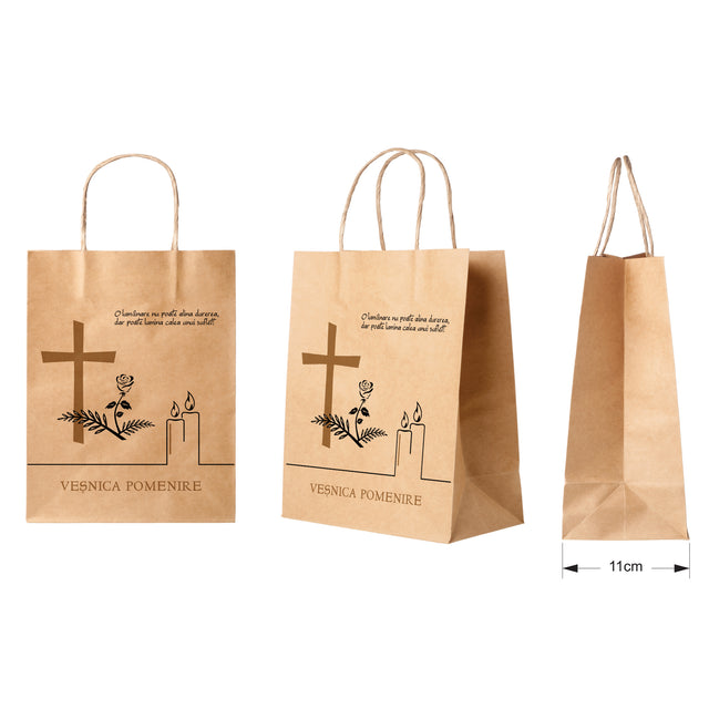 WHITE kraft paper bag for funerals, commemorations, burials VP Model 1 27 x 36(H) x 11 cm