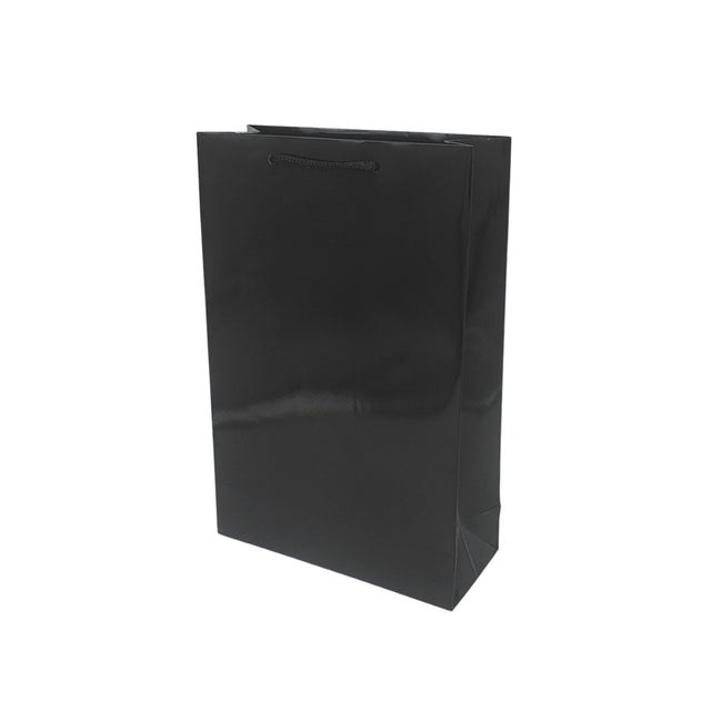 Pungă NEAGRĂ din hârtie premium cu mânere din șnur textil 32 x 40(H) x 12cm