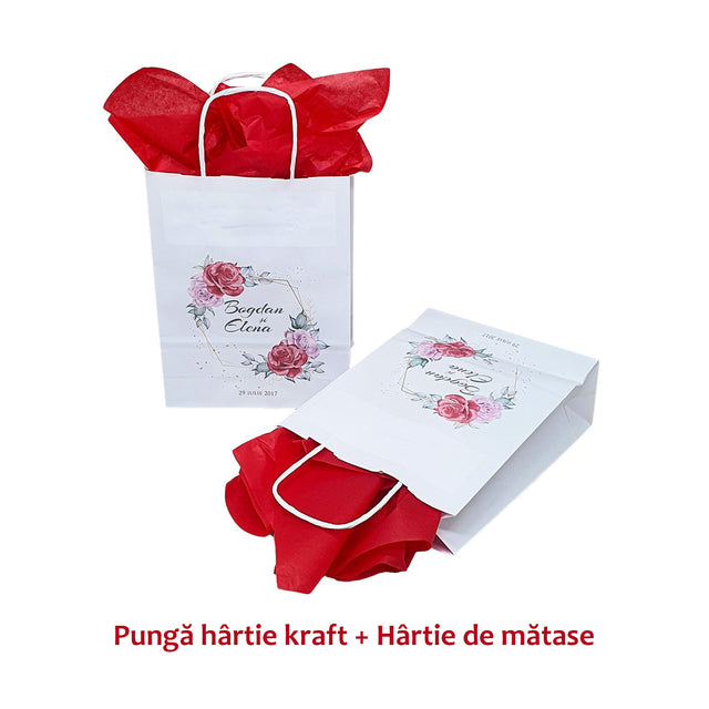 Pungi de Hârtie cu Modele de Nuntă - Model 2 18 x 22(H) x 8cm
