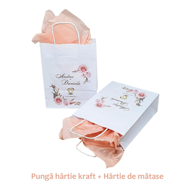 Pungi de Hârtie cu Modele de Nuntă - Model 3 18 x 22(H) x 8cm