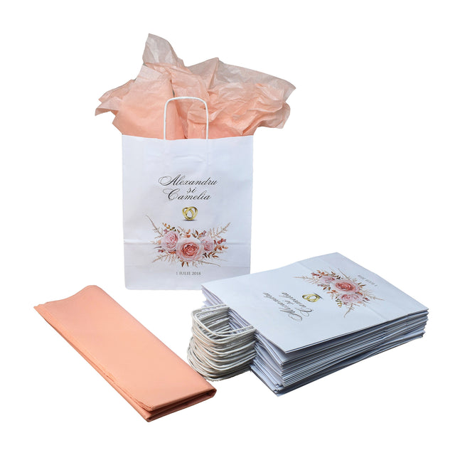 Pungi de Hârtie cu Modele de Nuntă - Model 4 22 x 31(H) x 10cm