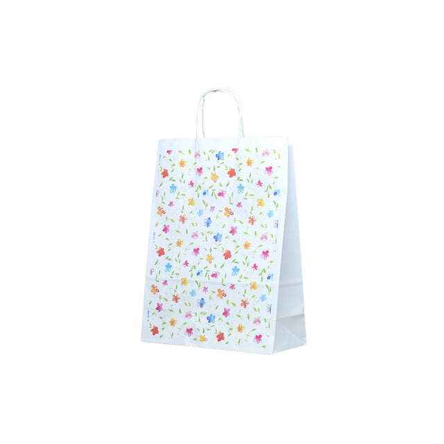 Kraft Paper Bag with Pattern 13 Floral 18 x 24(H) x 7cm