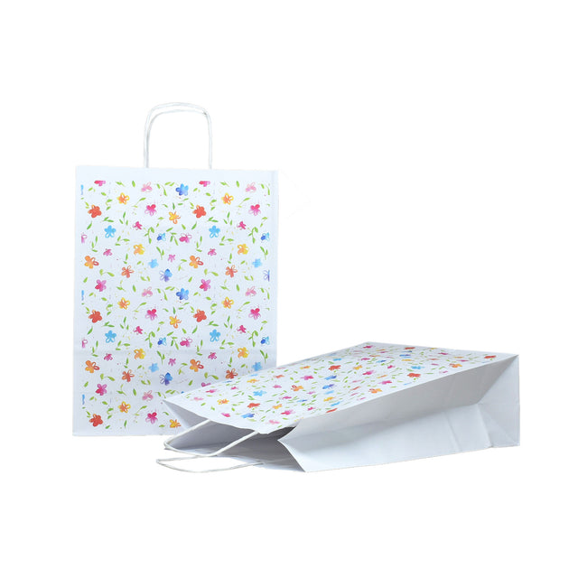 Kraft Paper Bag with Pattern 13 Floral 18 x 24(H) x 7cm