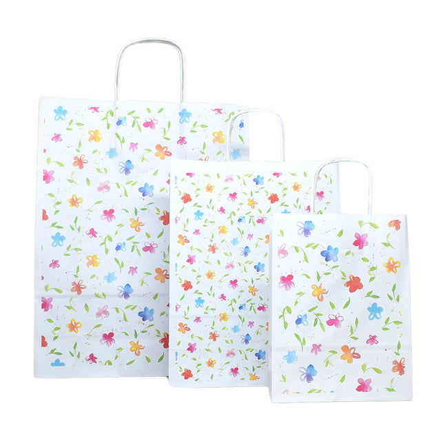 Kraft Paper Bag with Pattern 13 Floral 18 x 24(H) x 7cm