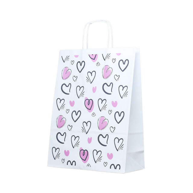Kraft Paper Bag with Pattern 13 Floral 18 x 24(H) x 7cm