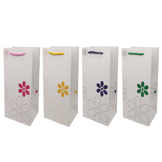 PALM PINK paper bag for flowers (ORHIDEE) with textile string handles 16 x 33(H) x 13cm