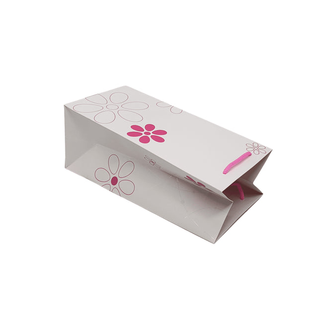 PALM PINK paper bag for flowers (ORHIDEE) with textile string handles 16 x 33(H) x 13cm